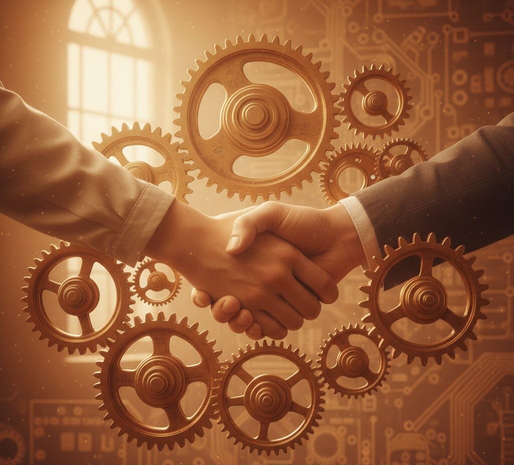 Gear or Handshake to represent the "work" being done.